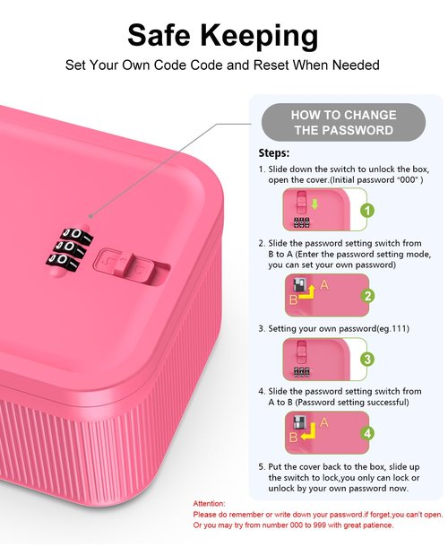 ySky Lockable Storage Box with Combination Code - Secure Medicine Safe box, Phone Jail & Snack Container for Refrigerator, Home, Office, Travel - Durable Multi-Purpose Lock Box (Berry)