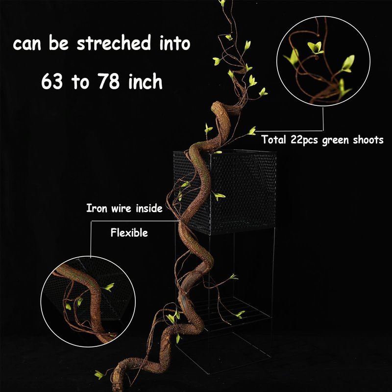 CONGZHANHH Bendable 63in Artificial Tree Twigs Cane Wood Vine Branches Fake Plants Trunk Garland with Leaves for Home Wedding Garden Wall Hanging Mantel Christmas Thanksgiving Day Decoration