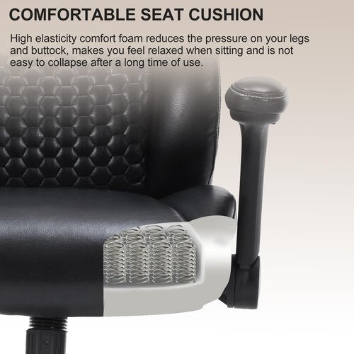 Drafting Chair, Ergonomic Tall Office Chair with Soft Adjustable Armrests and Foot Ring, Standing Desk Chair PU Leather High Office Chair for Counter Height Desk, Swivel Computer Stool, Black