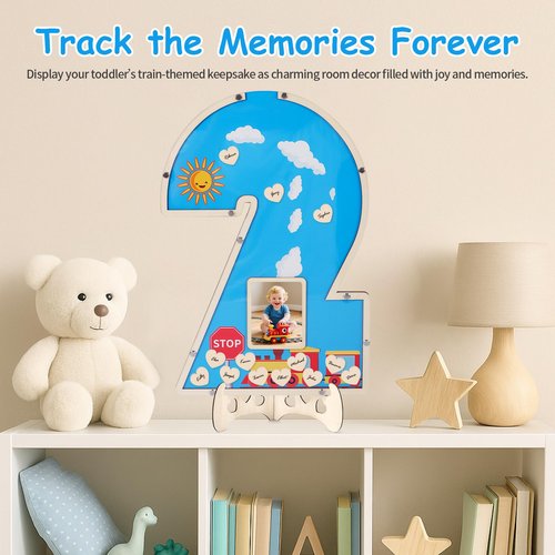 Threelf Chugga Chugga Two Two Party Decorations,2nd Birthday Decorations for Boys Train Party Supplies,Guest Book Alternatives with Train Pen Set for 2 Year Old Birthday Decoration