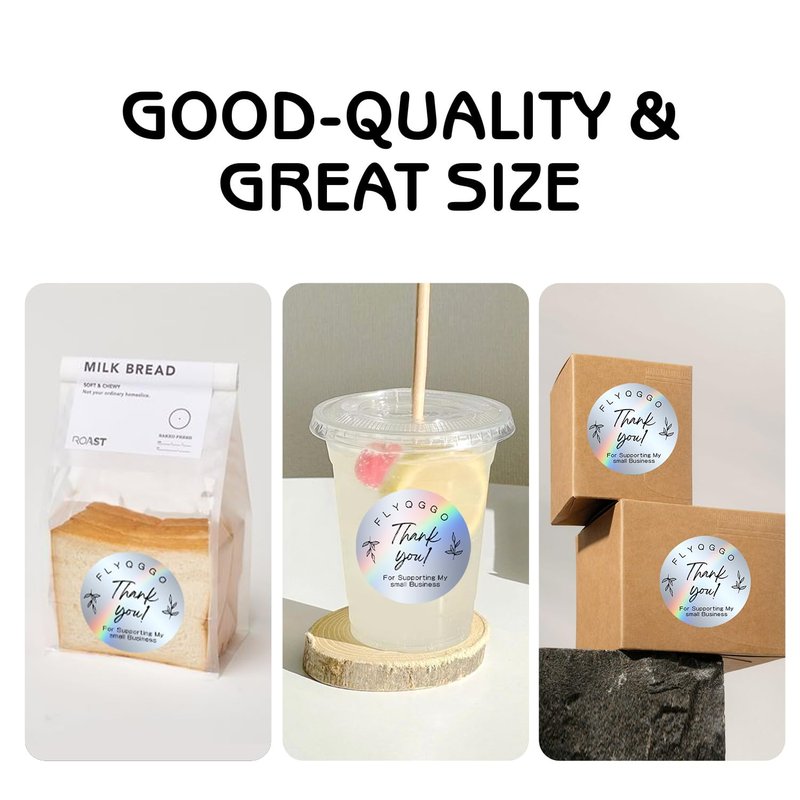 FLYQGGO 2 inch Round Holographic Thermal Sticker Labels, Waterproof & Rainbow Wave & Glitter Design, for Price/Name Tag, Barcode, DIY Custom Logo Design, Sliver(200Pcs/Roll)