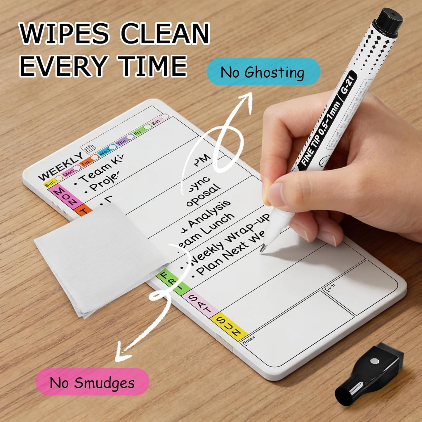 Skiennix Magnetic Monitor Memo Board - Dry Erase Weekly Planner & Daily To-Do List | Home & Office Use