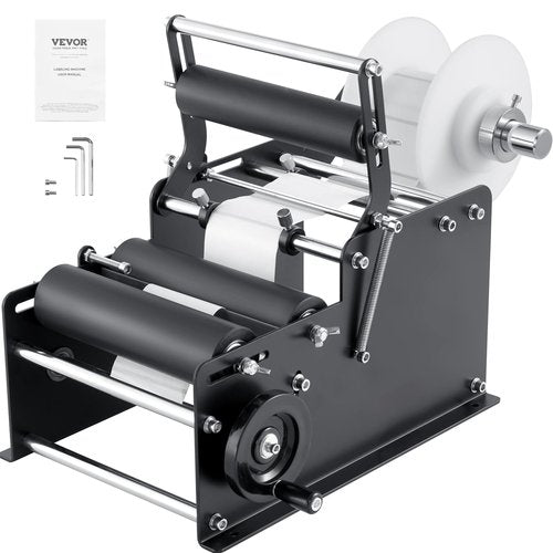 VEVOR Manual Round Labeling Machine, 15-20pcs/min, Applicator for Round Bottles, Adjustable for 0.78-4.72 inch Diameter (with Pressing Bar)