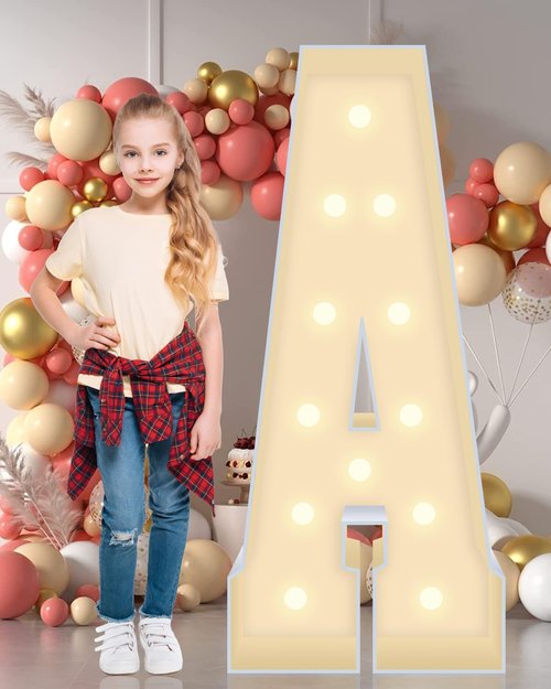 Multifunctional 4ft Large Marquee Letters A, Corrugated Plastic Board Large Light up Letters, For Marriage Proposal, Party Decorations, Grad, Letter Balloons(Letters A）