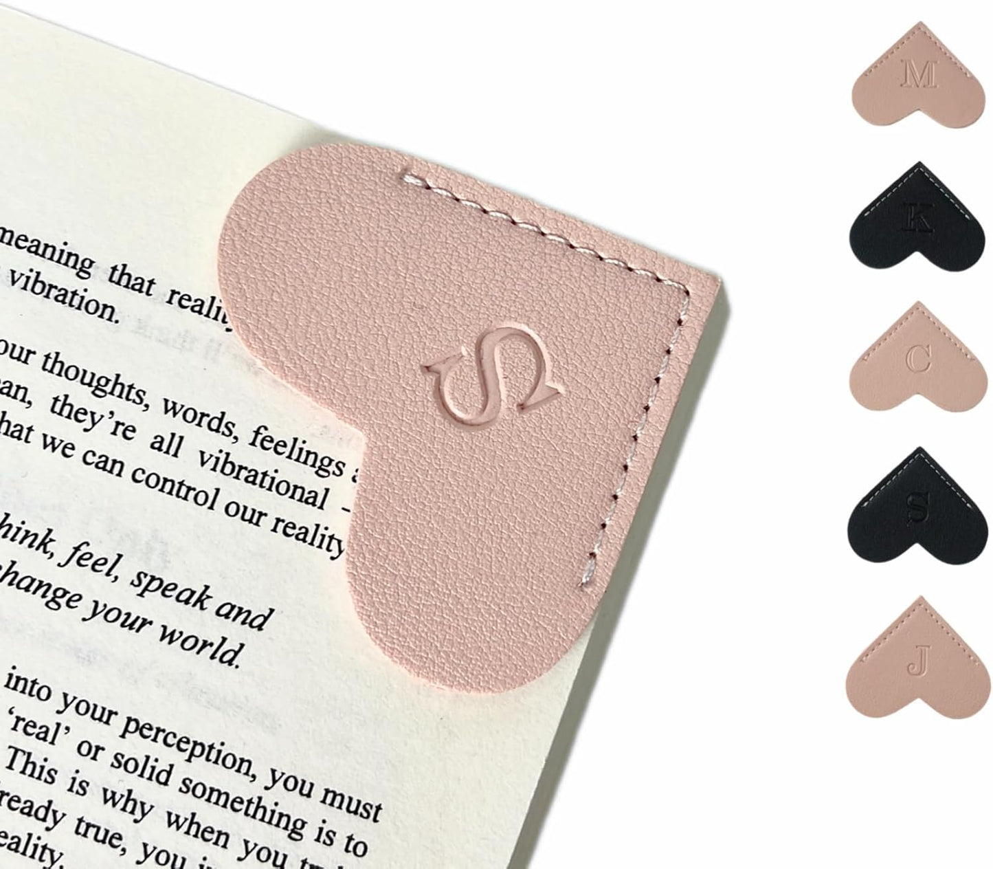 Skiennix Personalized Leather Bookmarks - Unique Heart-Shaped Design for Readers | Pink, Small