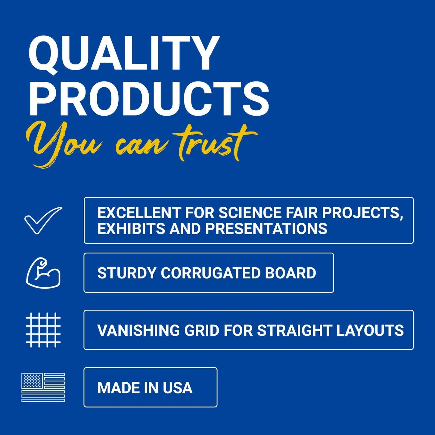Tri-Fold Project Board - 14 x 33 Inches | Perfect for School Projects and Presentations