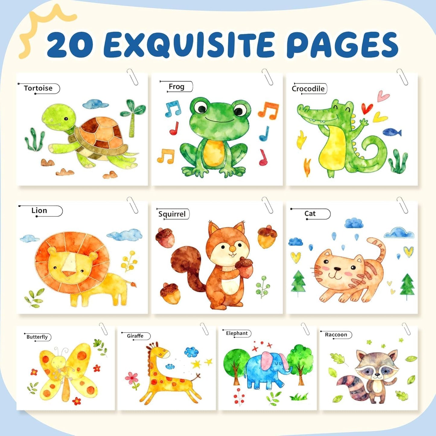 YPLUS Watercolor Painting Books for Toddlers - Creative Art Craft Gift for Kids Ages 1-6 | Animal Themes