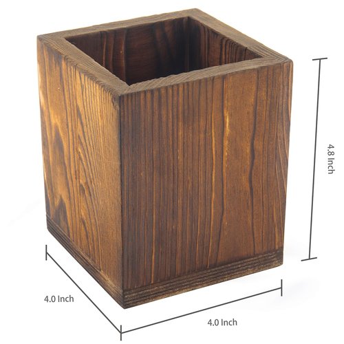 MyGift Set of 2 Natural Grain Wood Desktop Pen Holder Pencil Holder Cup, Office Dorm Home Desk Supplies Organizer