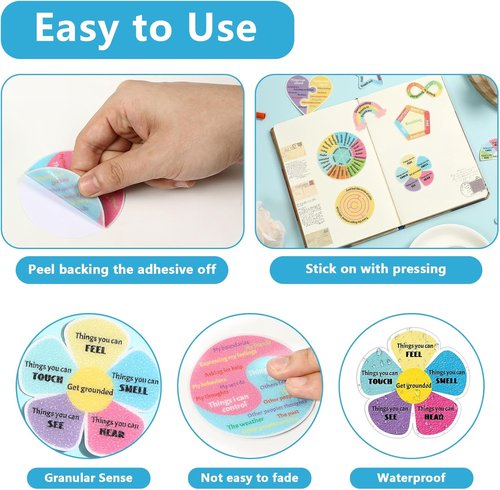 Breath Calm | 48 Pcs Reusable Mindfulness Sensory Stickers - Calming Adhesive Strips for Anxiety Relief
