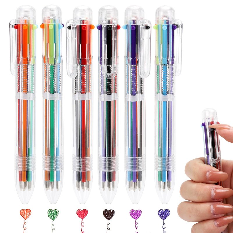 Ohlove 25Pcs 6-in-1 Retractable Ballpoint Pens for Office School Supplies Students Children (0.5mm)