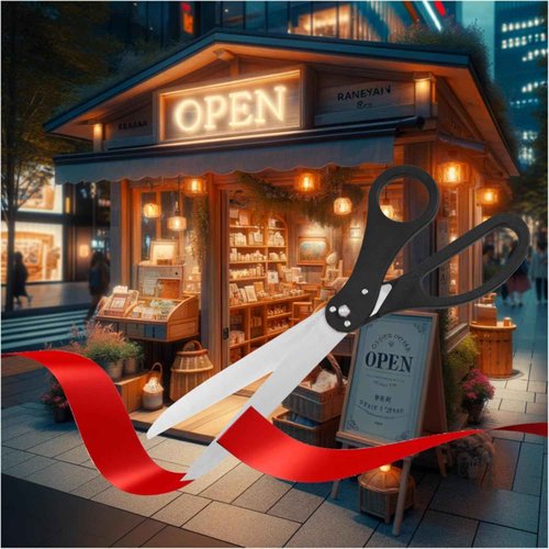 Giant Ribbon Cutting Ceremony Kit - Big 25 Inch Black Grand Opening Scissors and Red Satin Ribbon for Special Events Business Openings and Inaugurations