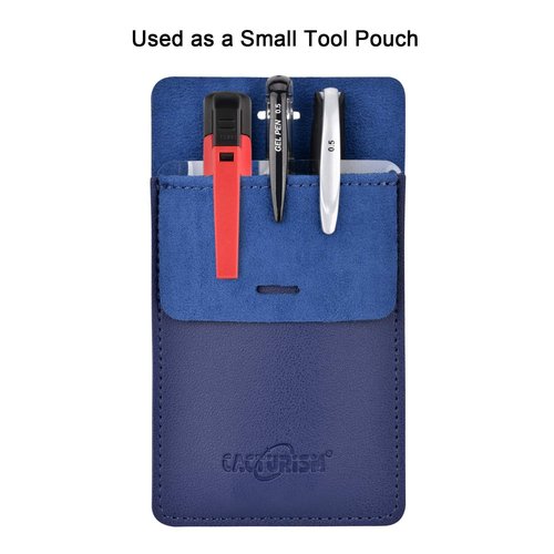 Cacturism Pocket Protector, 4 Pack Premium PU Leather Men Women Pen Holder Pouch Pocket Organizer For Shirts, Lab Coats, Pants - Multi-Purpose-Holds Pens, Pointers, Pencils, Ruler, Tools (Blue 4 Pcs)