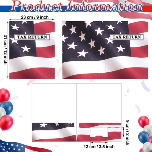 Skyygemm 50 Pcs Income Tax Return Folders 9 x 12 Inch Red White and Blue Tax Envelopes with Two Pocket for Preparer Organizer Office Supplies