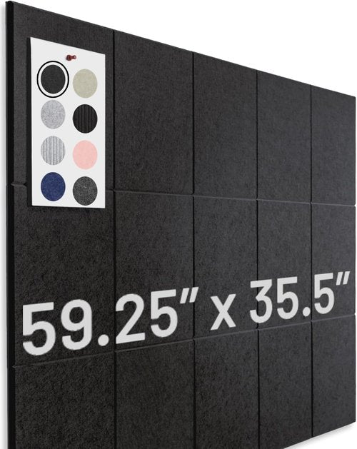 WALLHERO Large Cork Board for Wall 59" x 36", Black Bulletin Board | 15 Pack Felt Wall Tiles | Cork Boards for Office Pin Board Tack Board Cork Boards