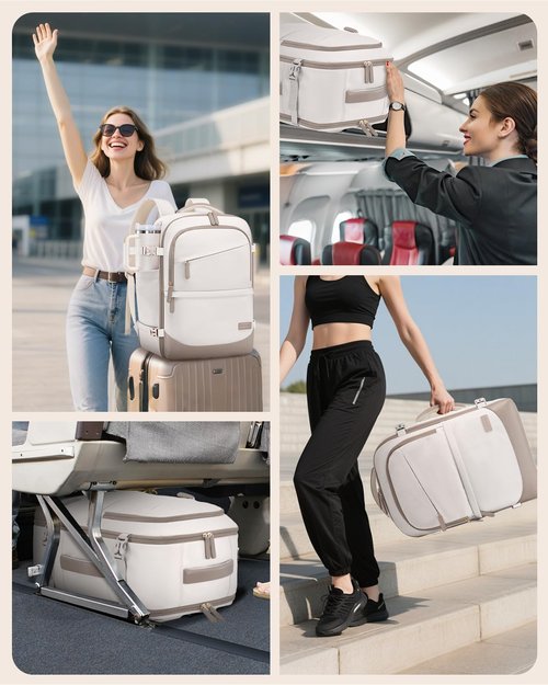 LOVEVOOK Travel Backpack for Women & Men, 40L Carry on Backpack Airline Approved, Large TSA Personal Item Travel Bag fits 17.3" Laptop, Business Weekender Bag for Essentials, 4Pcs
