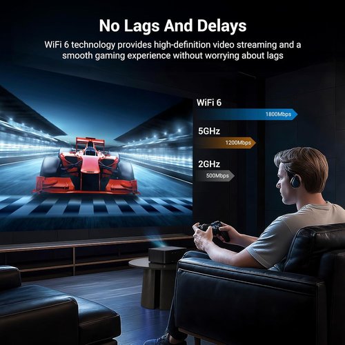 HAPPRUN 4K Smart Projector - 1500 ANSI Lumens, Dolby Audio, Wi-Fi & Bluetooth - 300-Inch Screen for Home & Outdoor Use