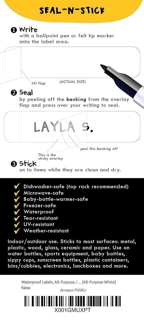 Daycare Value Pack - Waterproof All-Purpose Clothing Labels (White) for Easy Organization