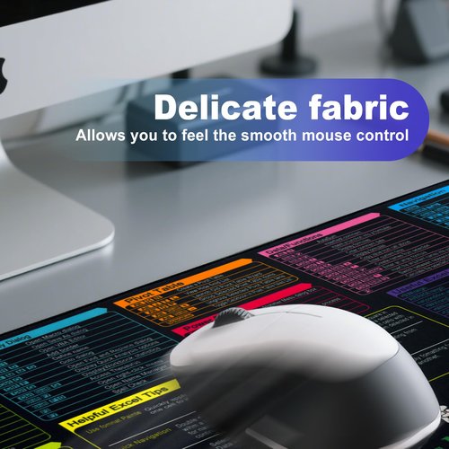 LOHACKASY Waterproof Excel Cheat Sheet Desk Pad, Large XL Gaming Mousepad|Office Keyboard Pad|Computer Mat with Excel Shortcuts (31.5"x11.8") (Excel-05, 31.5"x11.8")