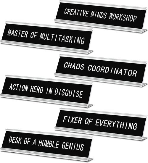 Coume Funny Desk Signs - 6 Pcs Chaos Coordinator Name Plates | Humorous Office Decor for Coworkers
