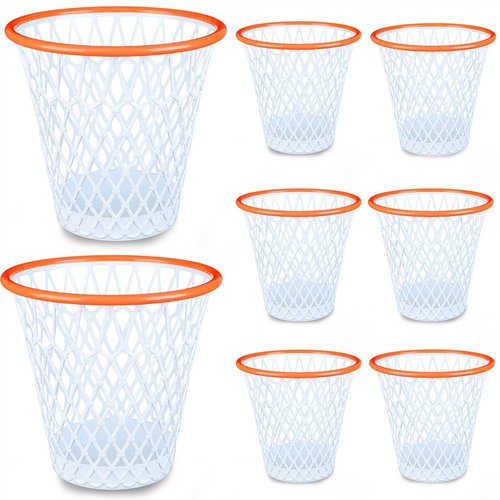 8 Pcs Basketball Trash Can 4.5 Gallon Basketball Garbage Can Plastic Waste Basket Trash Bin Gift for Home Office Kitchen Living Room Gym