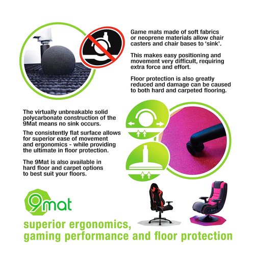 Floortex Gaming E-Sports Mat, Pink Polycarbonate for Hard Floor Protection 38" x 39", Cerise Pink (FC121001009RC)