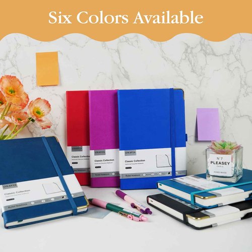 ONAVIA A5 Lined Journal Notebook - 100 GSM Thick Paper, 6 Pack Hardcover Journaling Notebooks for Writing, Work, Travel, School, College Ruled Journals for Women Men, PU Leather Note Books, 5.5”x8.3”
