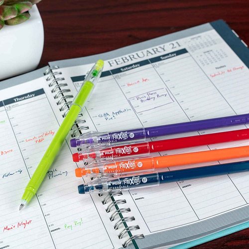 Pilot, FriXion ColorSticks Erasable Gel Ink Pens, Fine Point 0.7 mm, Tub of 36, 24 Black & 12 Blue