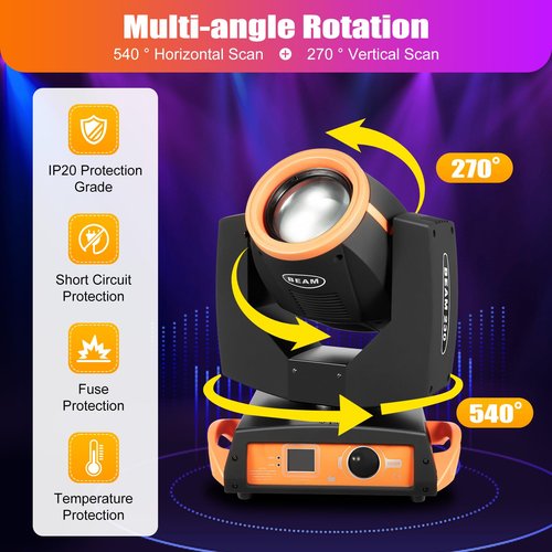 DELOPVIO 230W 7R Beam Zoom Sharpy 16Prism DMX DJ Stage Lighting Moving Head Light Disco, for Concert, Nightclub, Party, Bars, KTV, Dance Halls, Stage Disco Club Lighting Party