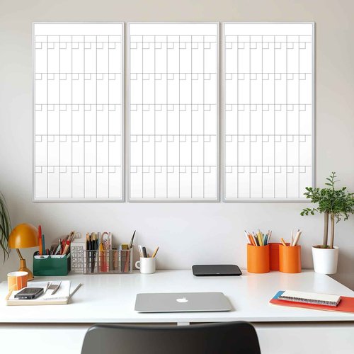 Lincia 3 Month Calendar Whiteboard 18" x 35" - Dry-Erase Planning Calendars Aluminum Framed Magnetic Board with 3 Set Magnets Labels 4 Markers & 1 Eraser for School, Classroom, Home, Office