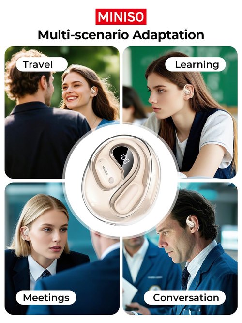 MINISO Translation Earbuds Real Time, Language Translator Earbuds with 135 Languages, LED Display, Bluetooth 6.0, Open-Ear translating Earbuds with APP, 60Hrs Playtime, Perfect for Business & Travel