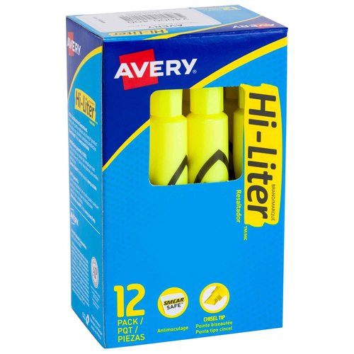 AVERY HI-LITER Desk-Style Highlighters, Fl. Yellow, Case Pack of 144 (24000)