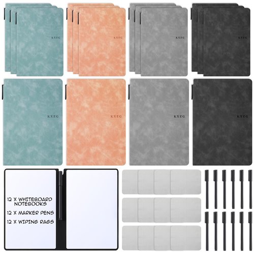 Seajan 12 Pack Whiteboard Notebook Operation Christmas Supplies Portable Dry Erase Notebook 6.5 x 9.5'' Erasable Board with Pen for Business Office Workers Meeting Record Employee Training