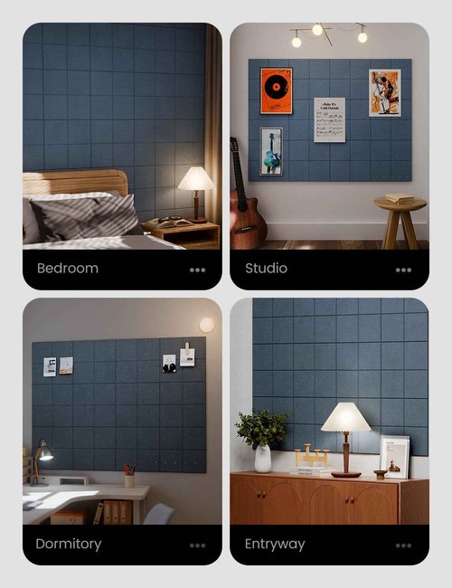 Fluxynara Large Felt Bulletin Board 48" x 36" Cork Board Alternative-12 Pack with 70 Safe Removable Adhesive Tabs, Cork Boards for Walls Cork Board for Home Office Classroom Pin Board-Denim Blue