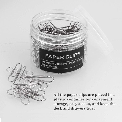 Regine Switzerland Paper Clips - 200 Pack Silver Paperclips for Office, School & DIY Projects