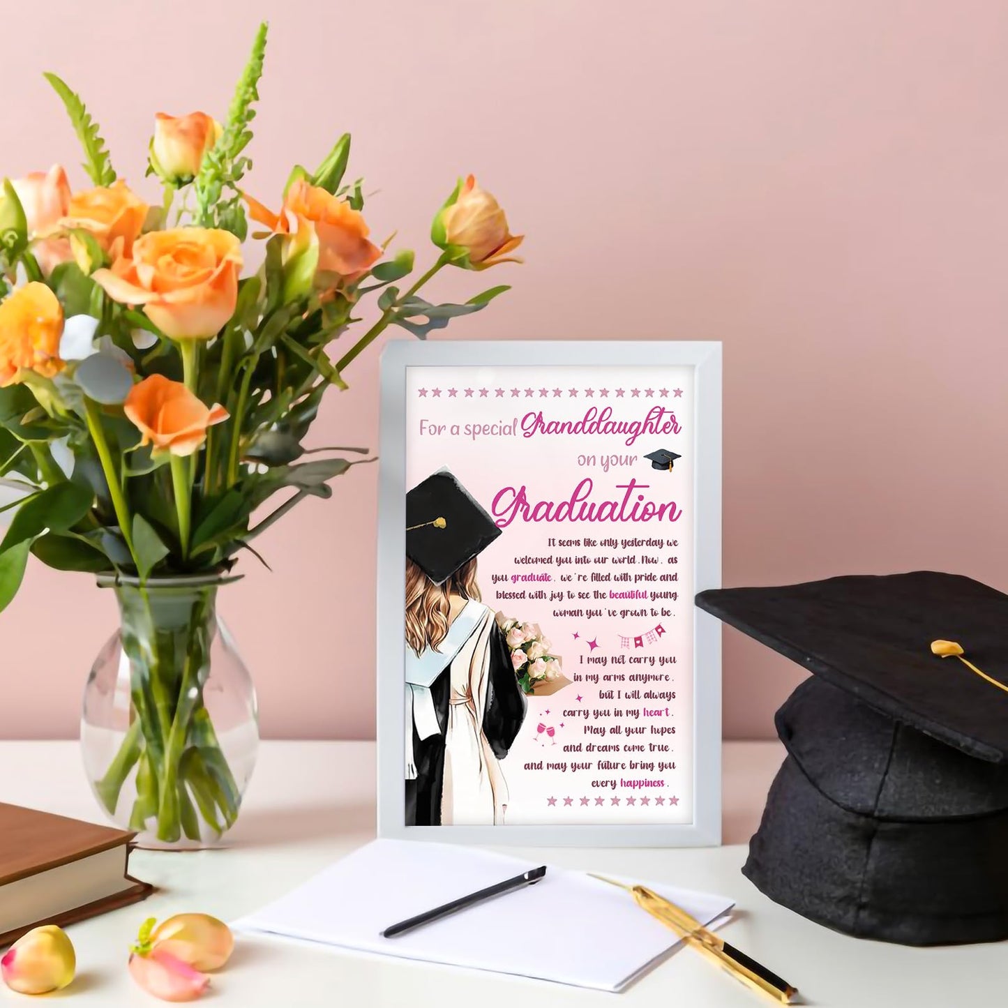 ATTLVV Graduation Gifts for Granddaughter,Granddaughter Graduation Card,8x5.3 Inches,Quick-Dry,Eco-Friendly