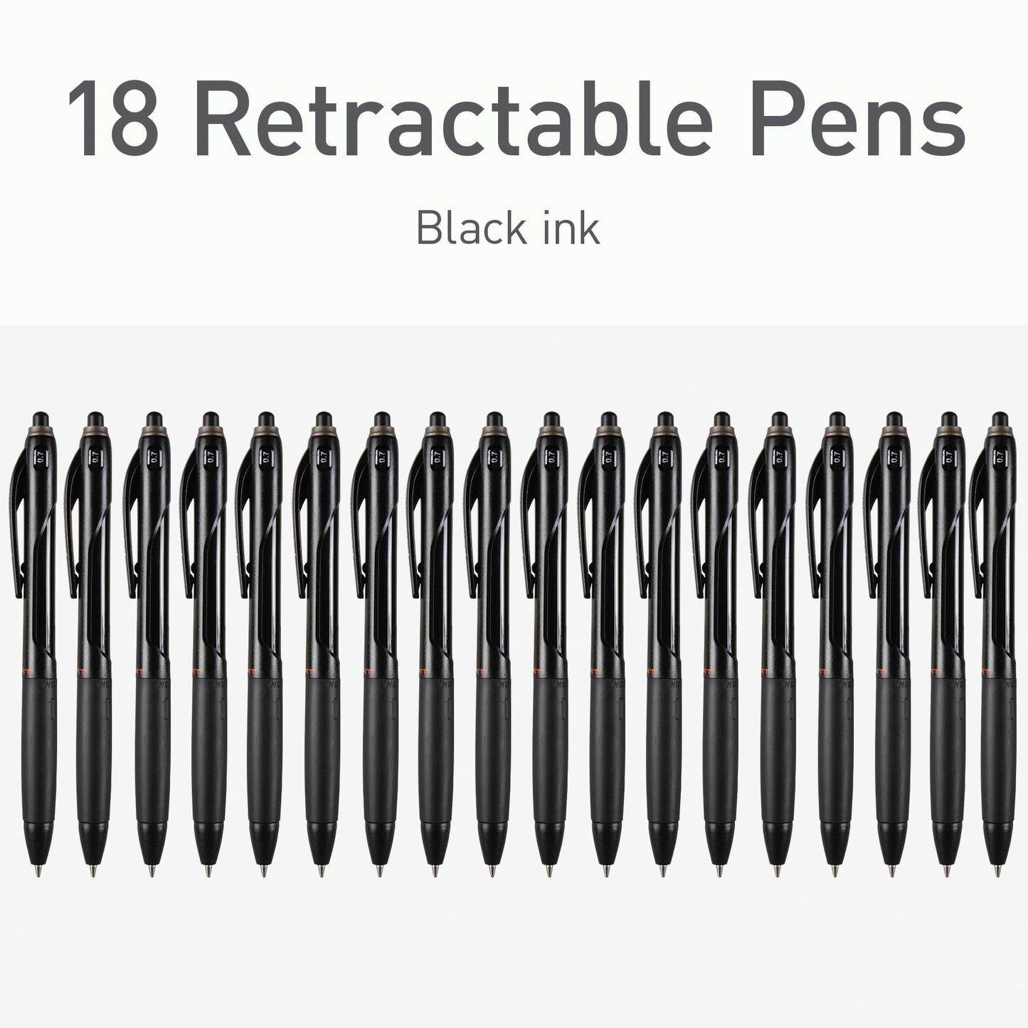 Pentonic B-RT Retractable Ballpoint Pens, 18 Count, Black Ink, 0.7 mm Fine Point, Smooth Writing For Journaling, Office & School (PEN12124)