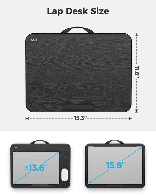 SAIJI Laptop Lap Desk, Portable Laptops Tray with Cushion, Drawer Storage, Phone Holder, Carry Handle, Phone Holder- Computer Laptop Stand for Bed Fits Up to 15.6 Inch Laptops