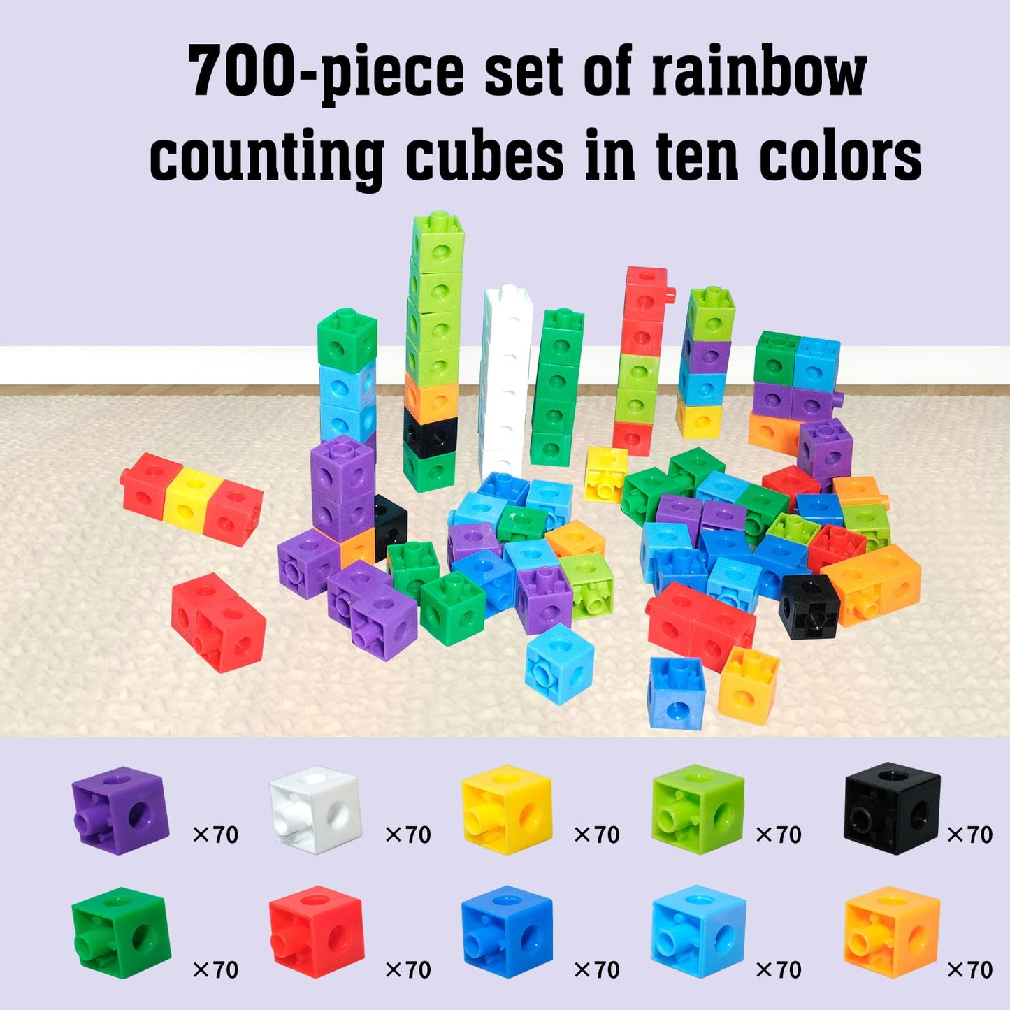 SENONAPO 701 Pcs Math Learning Linking Cube with Storage Container Counting Cubes Plastic Colorful Counting Blocks Math Manipulatives Classroom Learning Supplies for Home School Educational(Blue)