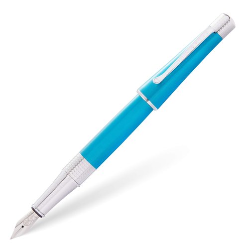 Cross Beverly Refillable Fountain Pen, Medium Nib, Includes Premium Gift Box - Translucent Teal Lacquer