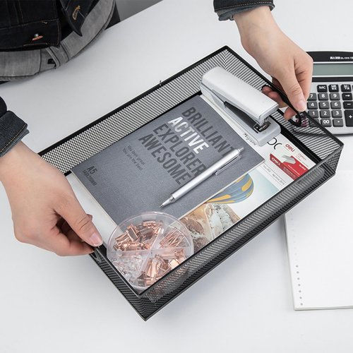 Drawer Organizers, 3 Sets Metal Mesh Desk Drawer Organizer Trays, 2 Desktop Organizers with 2 Pcs Phone Brand Card Holders, Desk Drawer Box Tray for Office, Bathroom, Kitchen, Makeup, Vanity