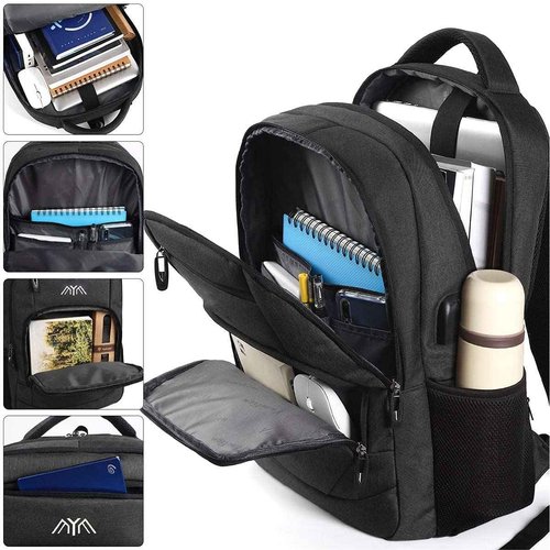YAMTION 17 Inch School Backpack for Men Women Teen Boys,Bookbag Laptop Backpack with USB Port and Headphone Jack Water Resistant College Bag for School Business Travel