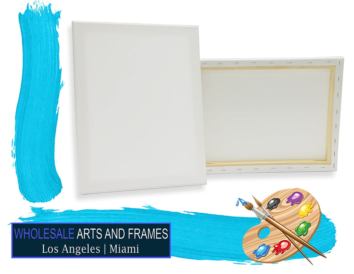 Stretched Canvas for Painting 16x20 20PK 3/4" 10 Oz. 16x20 Canvas Value Pack.Large Stretched Cotton Blank Canvas for Painting. 16 x 20 Canvases Bulk XL Rectangle Universal Triple Primed for Paint&Sip