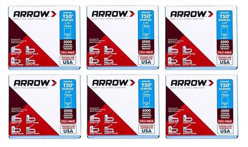 Arrow Fastener 508IP Genuine T50 1/2-Inch Staples, 30,000-Pack