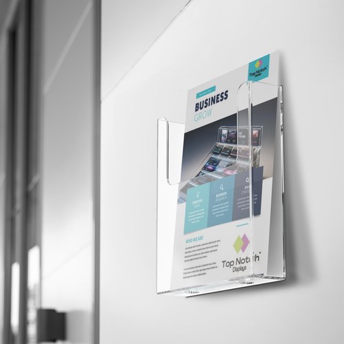 Top Notch Displays Acrylic Brochure Holder for Wall Mounting, Clear Display for 8.5" x 11" Flyers, Literature Holder for Magazines, Pamphlets, Menus, Includes Screws & Plastic Anchors – Pack of 2