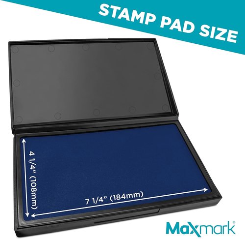MaxMark Large Blue Stamp Pad - Premium Quality Felt Pad | 4-1/4" x 7-1/4" Size