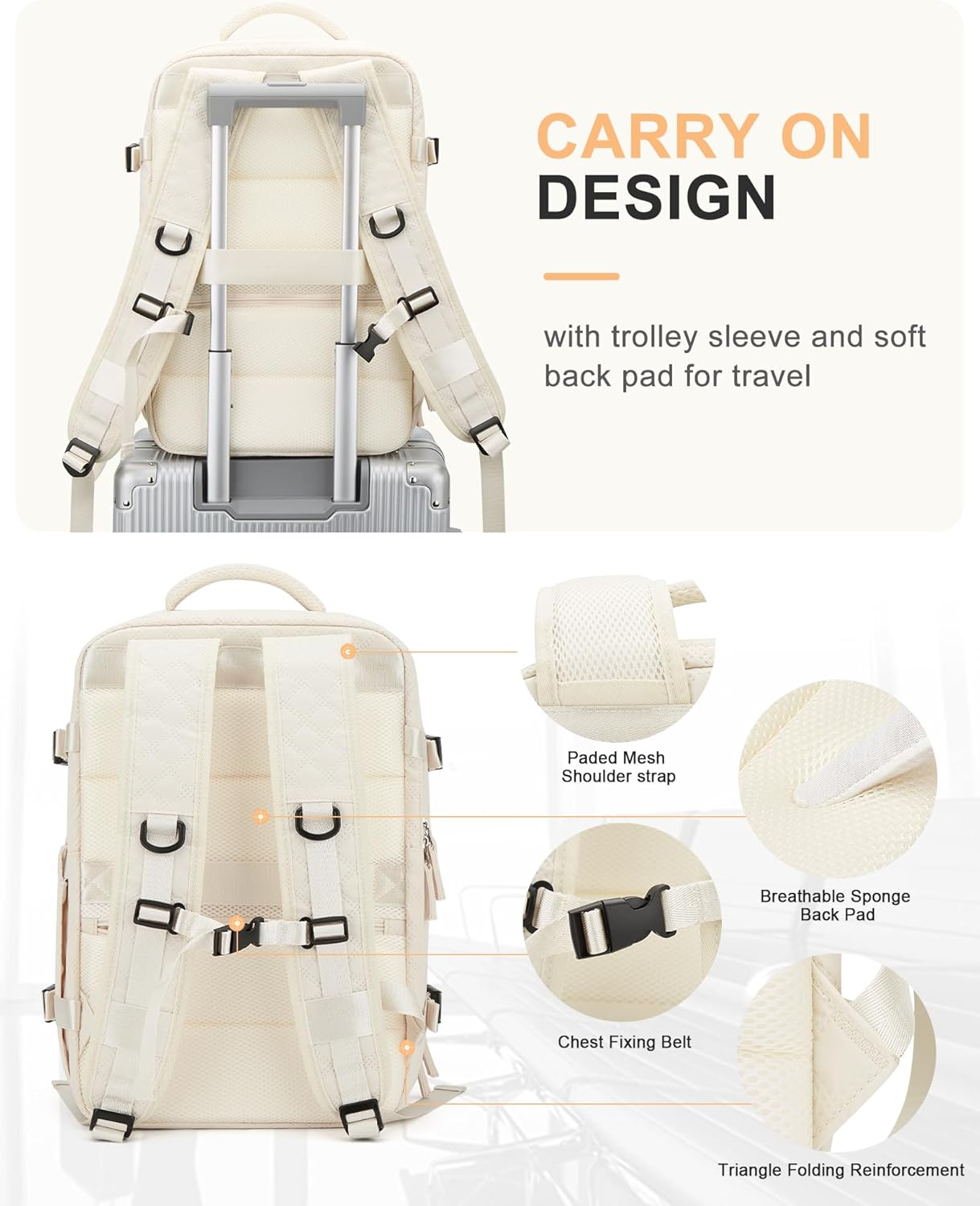 WONHOX Large Travel Backpack - Flight Approved Laptop Bag for Work & Business | Unisex Design