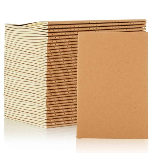 MIVIDE 50 Pack A5 Kraft Notebooks Bulk, 8.3” x 5.5” Lined Paper Journal Notebooks, 30 Sheets 60 Pages, Lined Travel Notebooks for Writing, Making Plans, School Office Supplies