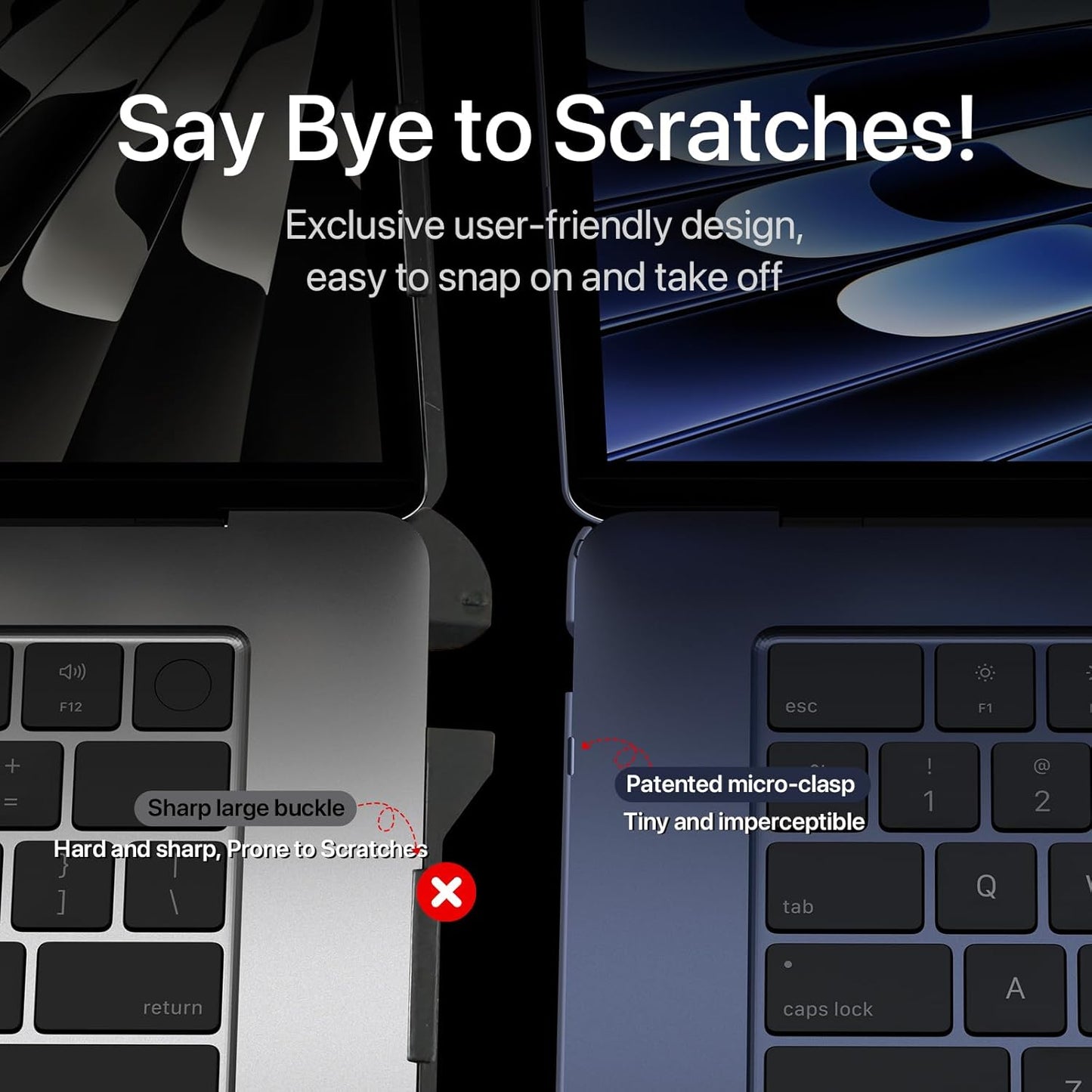 Soonjet MacBook Air 15-Inch Case - Ultra-Thin Armor, Hard Shell & Translucent Keyboard Cover | Midnight Clear