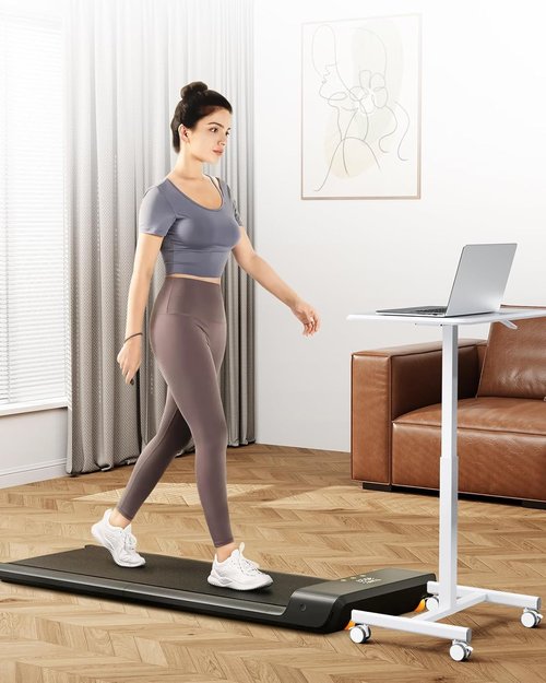 iPower Adjustable Height Standing Desk - Mobile Rolling Desk with Lockable Wheels | 28-43 Inch, White