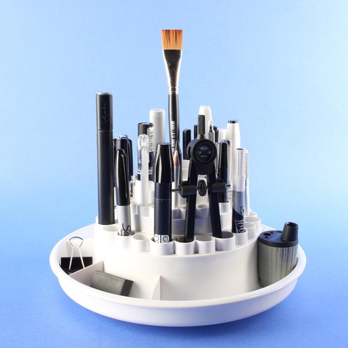 ALVIN, Spin-O-Tray, 9893-2, Rotating Desktop Receptacle, Art, Drafting, and Design Storage Tool, Great for Students, Hobbyists, and Professionals Alike - Black